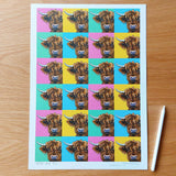 POP ART Highland Coo illustration signed A3 print