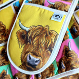 POP ART Highland Coo oven mitts