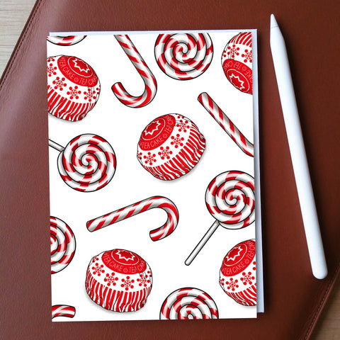 Candy Canes & Teacakes Xmas Greeting Card
