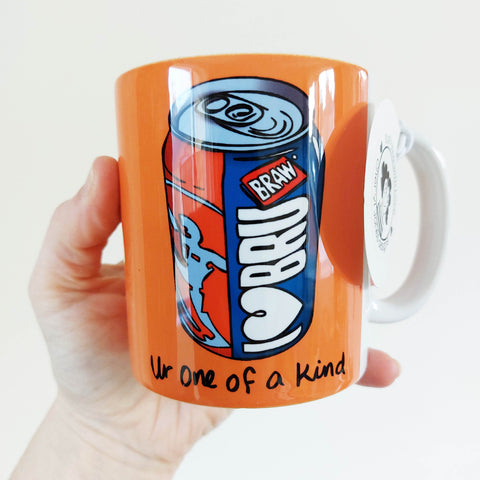 I Love Bru (with text) ' Ur one of a kind' illustrated mug