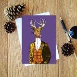 Scottish Stag (purple) greeting card